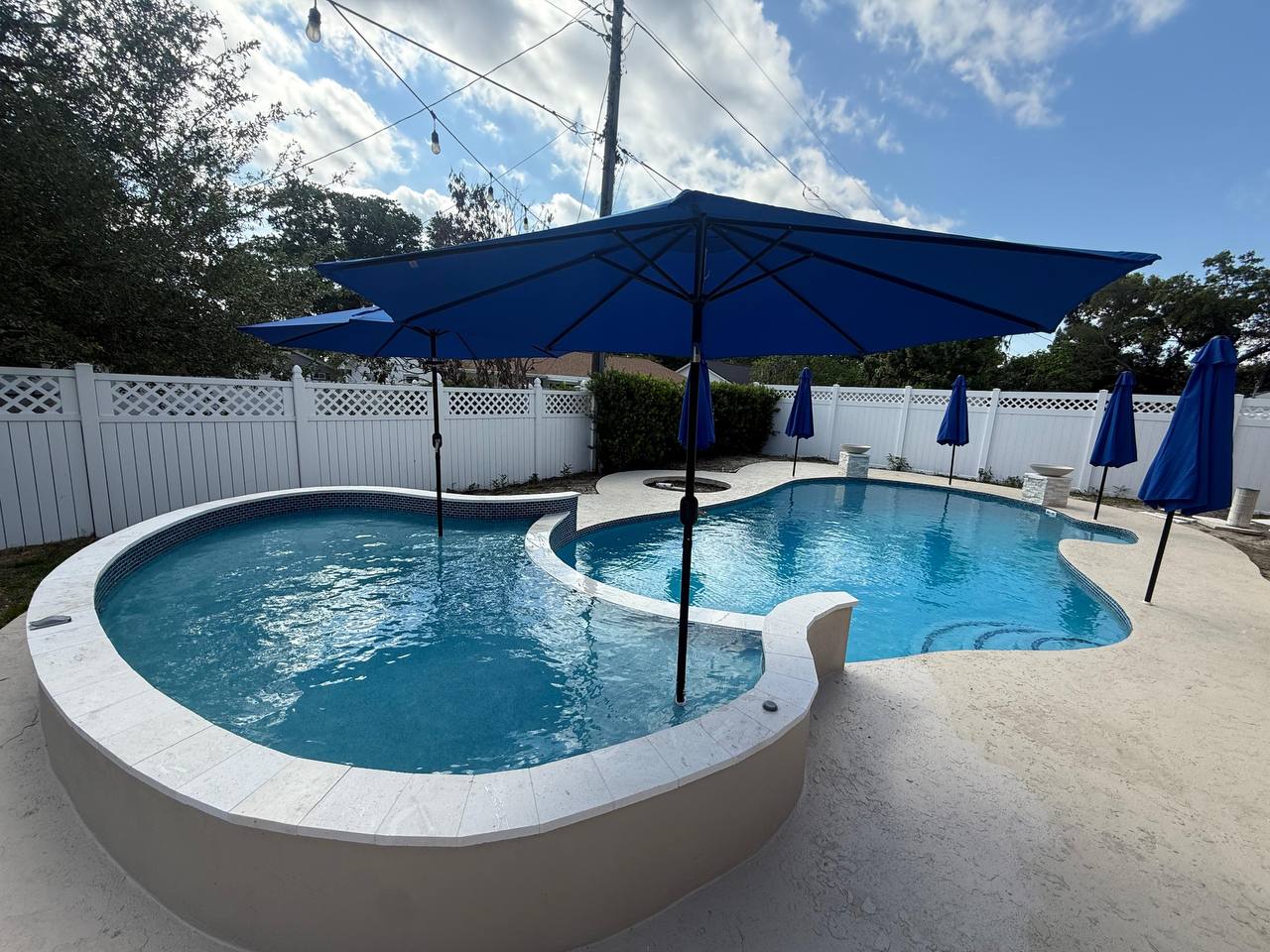 Pool after renovation - beautiful finished pool with spa